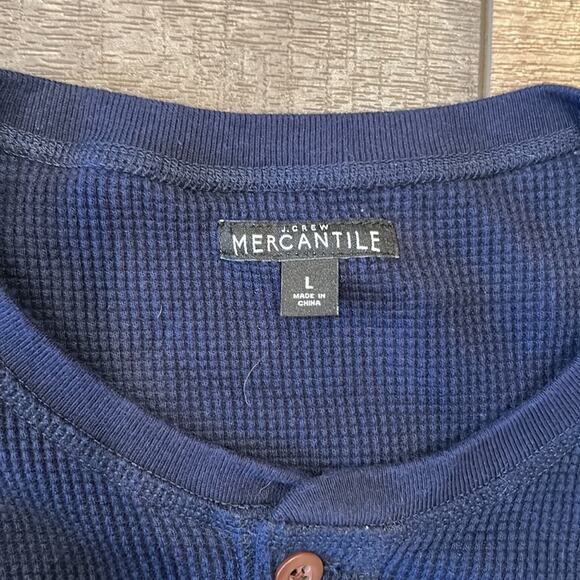 J CREW Mercantile Blue Waffle Henley Long Sleeve Shirt Large - Picture 7 of 8